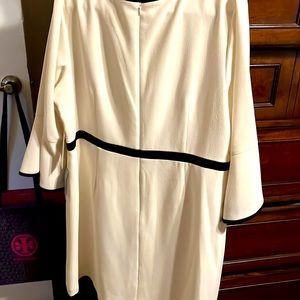 classic tailored look dress with black trim and back zip detail